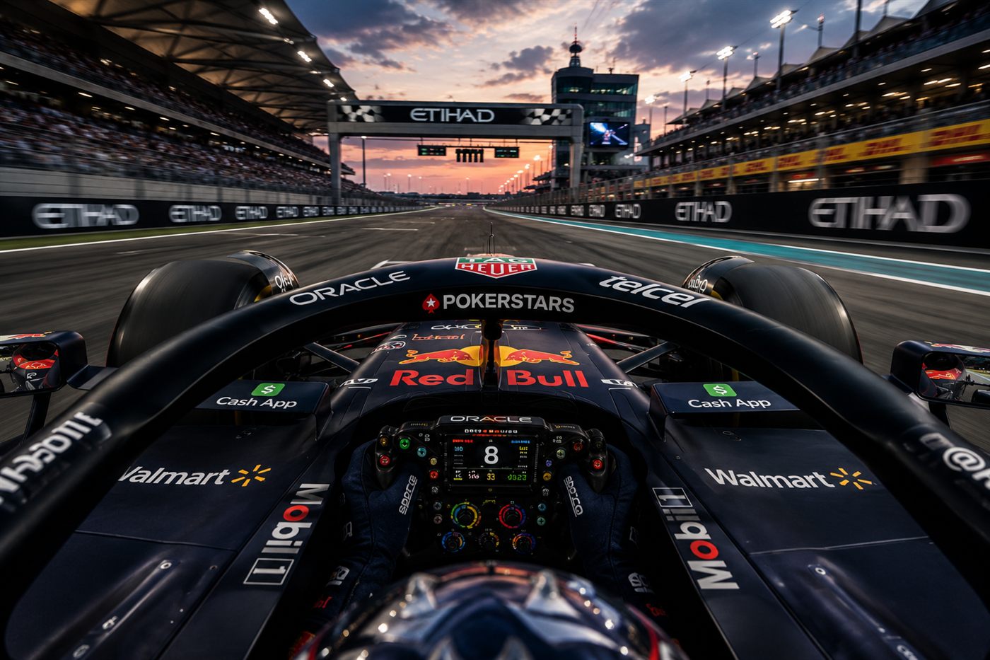 Executa Estrategia: volante e cockpit em pista